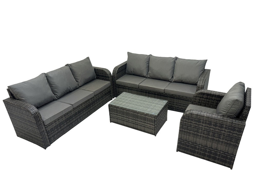 7 places ensemble de canapés en rotin avec canapé 3 places chaise inclinable canapé 3 places gris foncé mixte