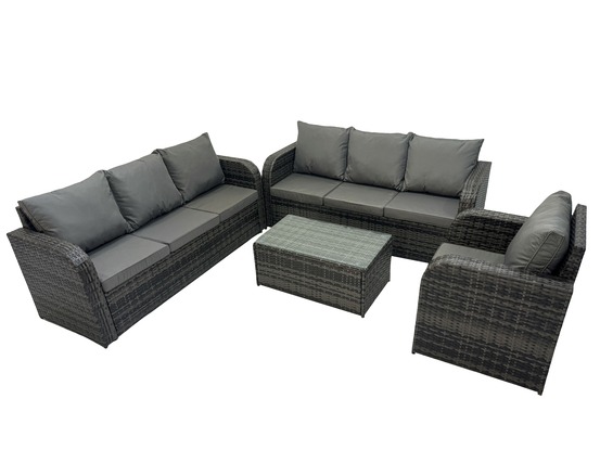 7 places ensemble de canapés en rotin avec canapé 3 places chaise inclinable canapé 3 places gris foncé mixte