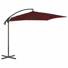 Parasol meuble de jardin déporté avec mât en acier 250 x 250 cm rouge bordeaux