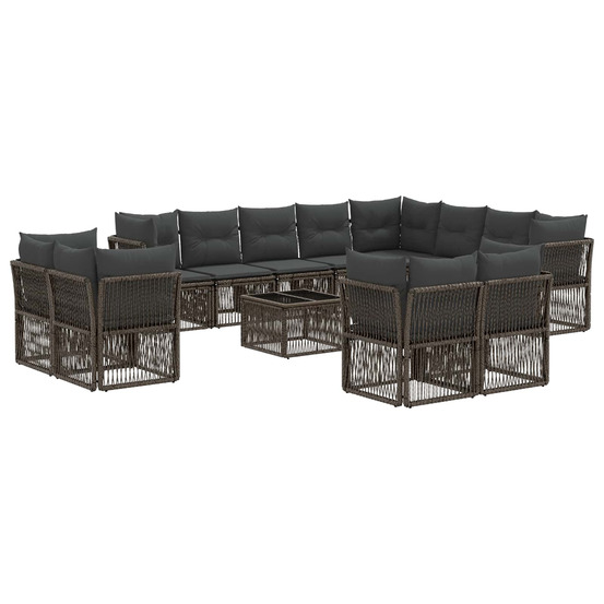 Ensemble de canapé de jardin 13 pcs gris polyrotin