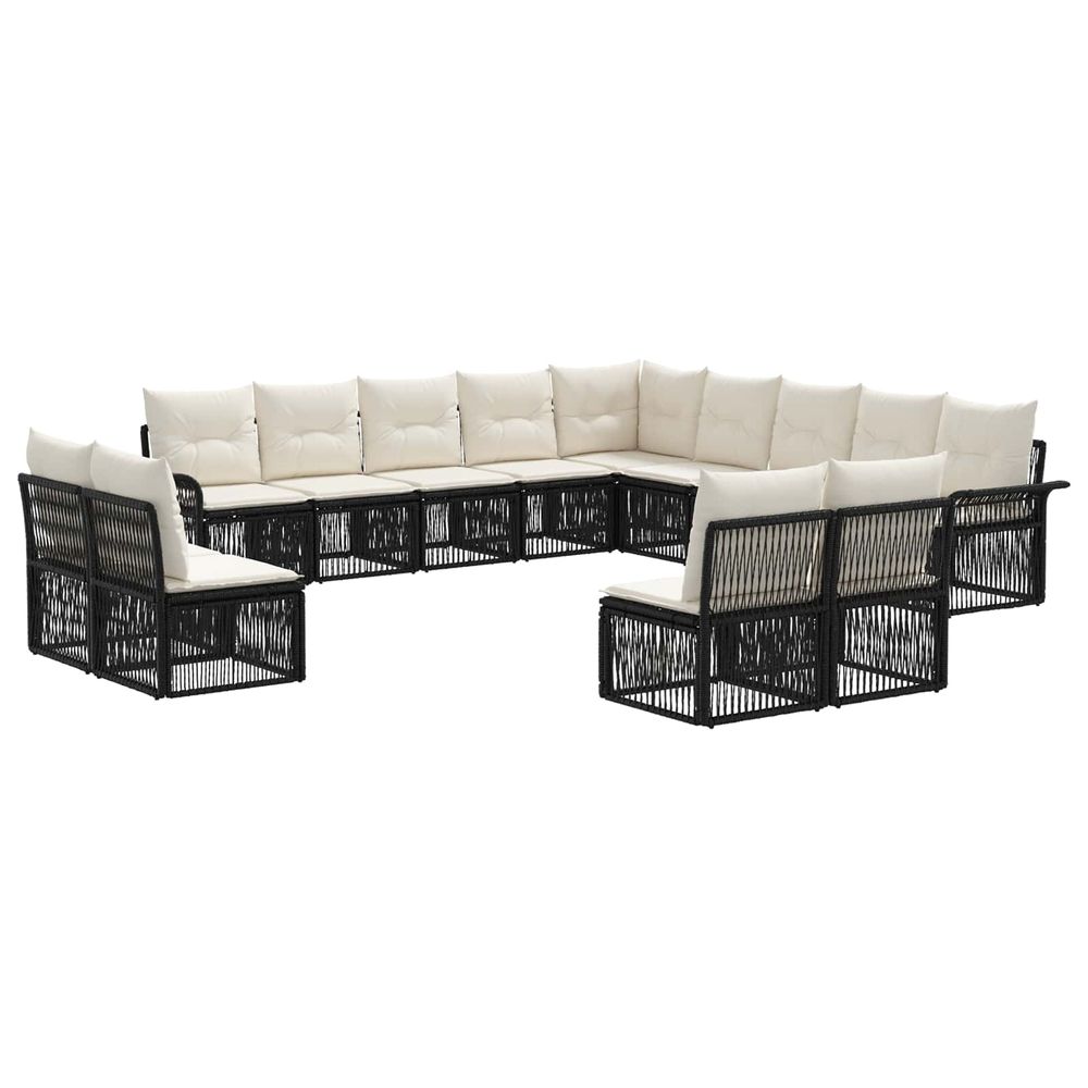 Ensemble de canapé de jardin 13 pc noir polyrotin