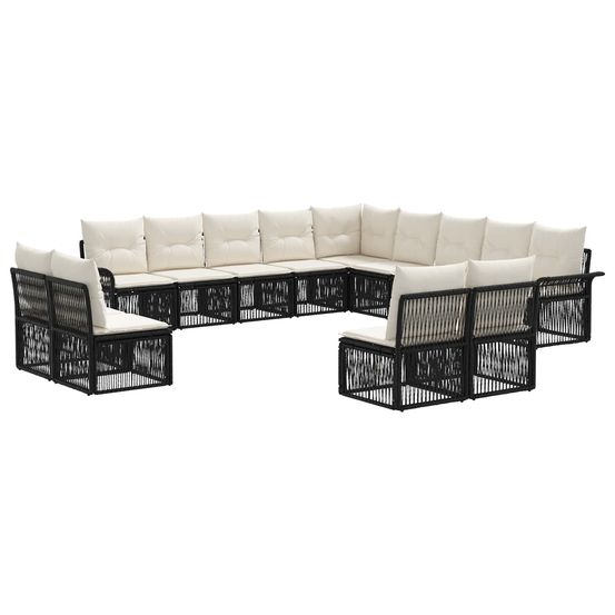 Ensemble de canapé de jardin 13 pc noir polyrotin