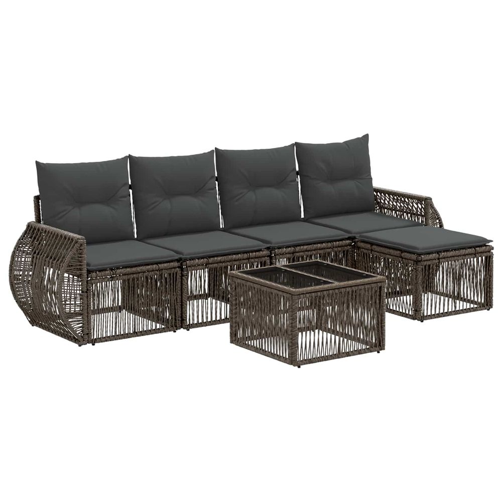 Ensemble de canapé de jardin 6 pc gris et gris foncé polyrotin