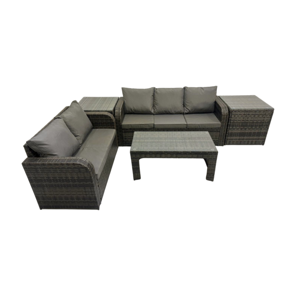 Ensemble de meubles de jardin avec table basse rectangulaire chaise inclinable 2 tables d'appoint