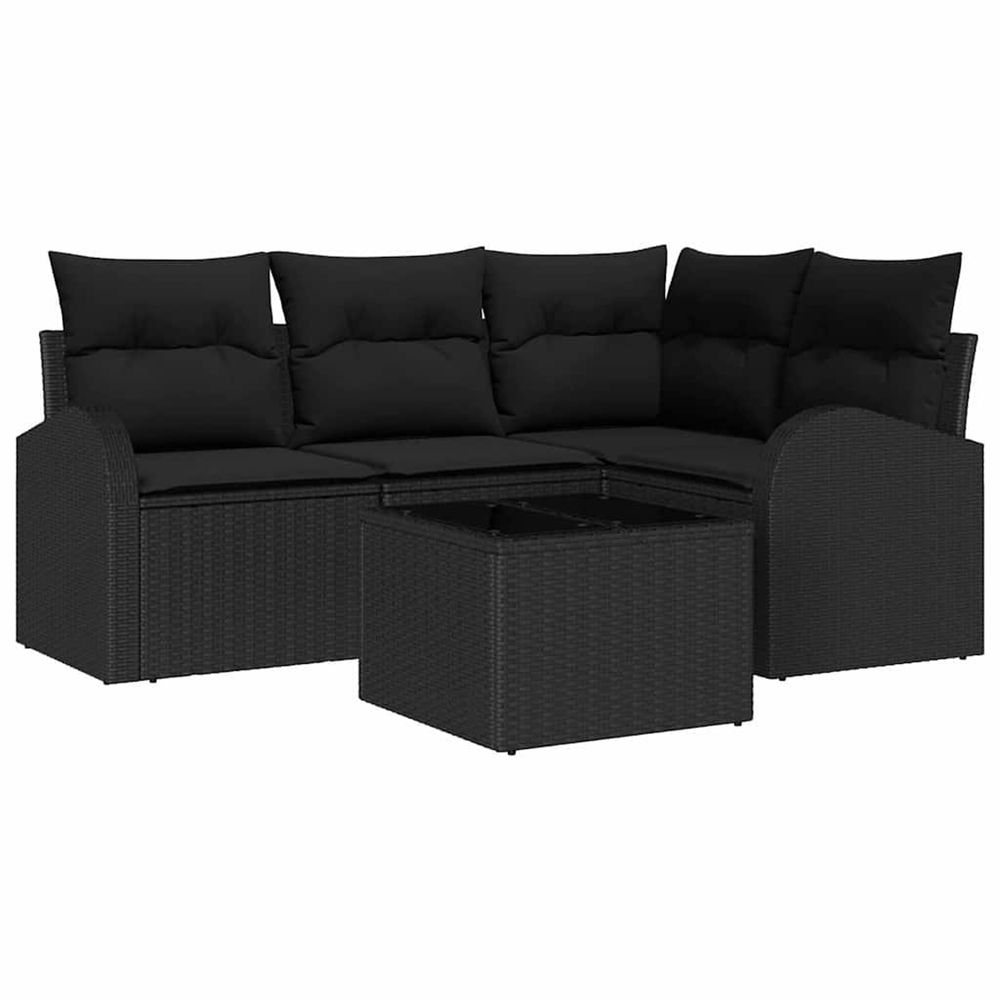 Ensemble de canapé de jardin 5 pc noir polyrotin
