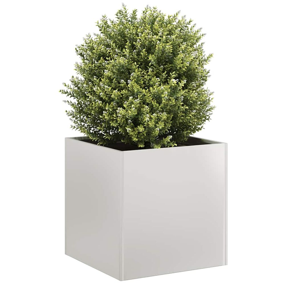 Bac à fleurs carré acier inoxydable pour jardin extérieur croissance saine 40cm argent