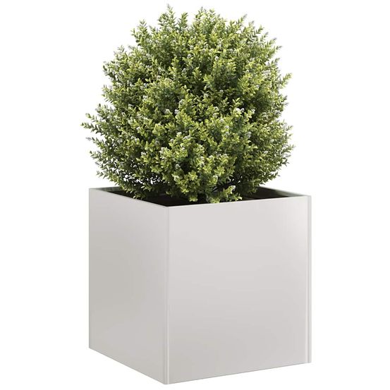 Bac à fleurs carré acier inoxydable pour jardin extérieur croissance saine 40cm argent