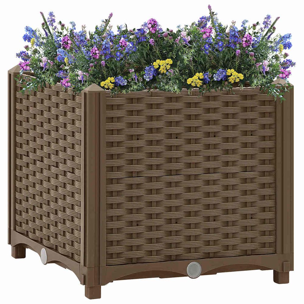 Carré potager en polypropylène pour jardin balcon terrasse brun 40x40x38cm