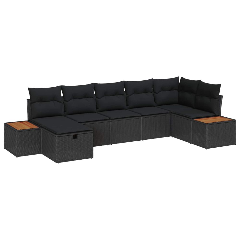 Ensemble de canapé de jardin 8 pc noir polyrotin