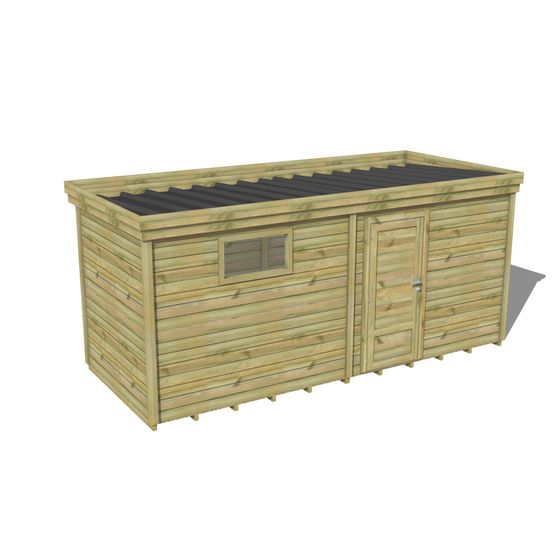 Abri de jardin bois pin traité autoclave 27mm - 5,195x2,14m / 11m2 - bac acier - plancher bois