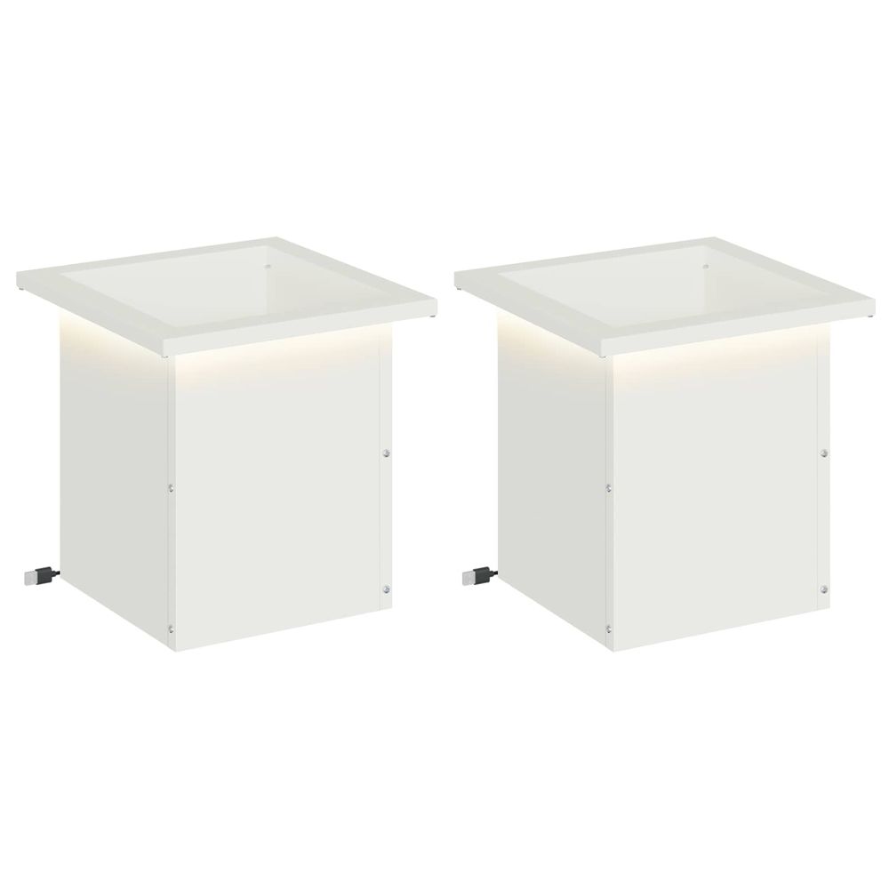 Jardinière d'extérieur de jardin avec led 2 pc blanc 30 x 30 x 30 cm acier