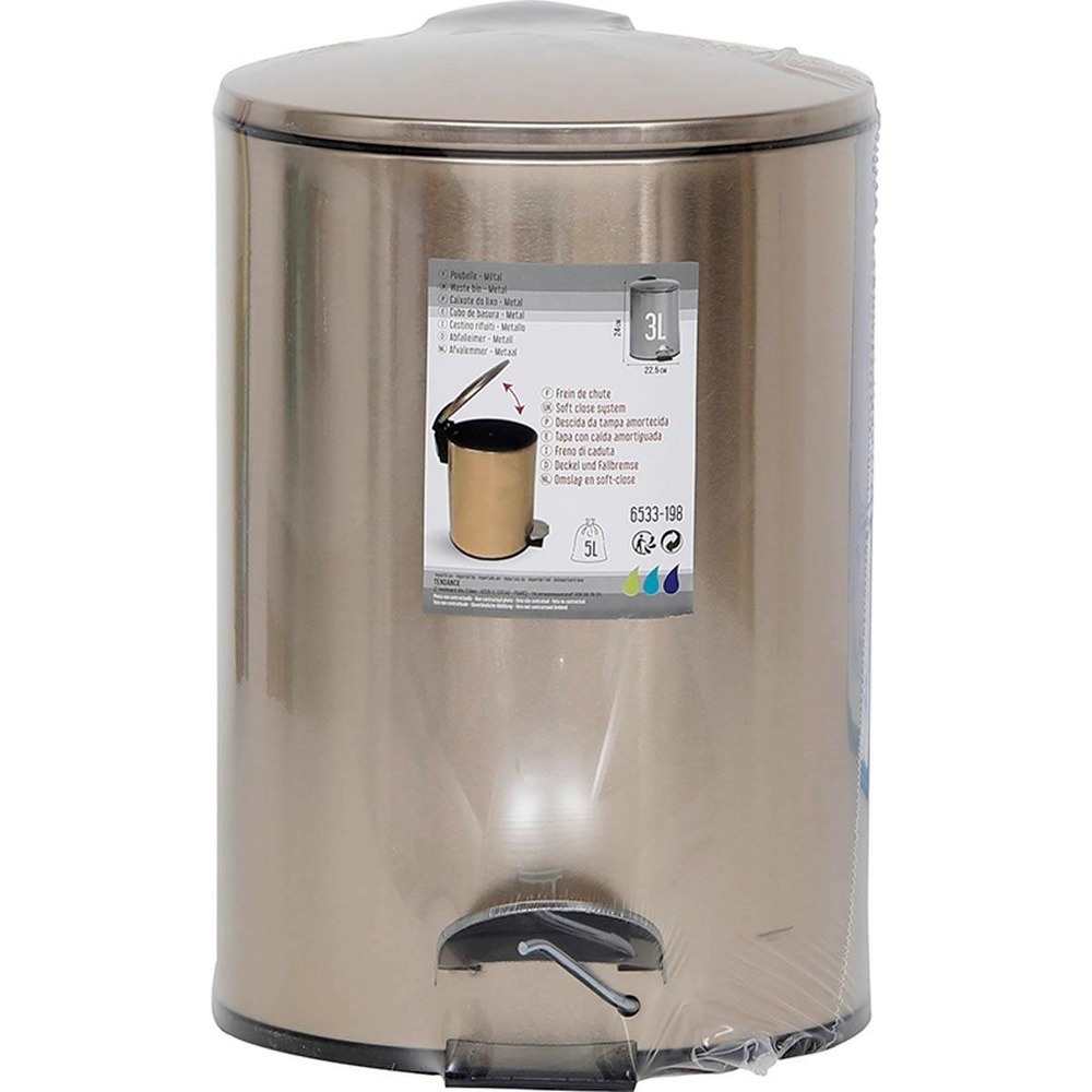 Poubelle metal frein de chute 3l - dore