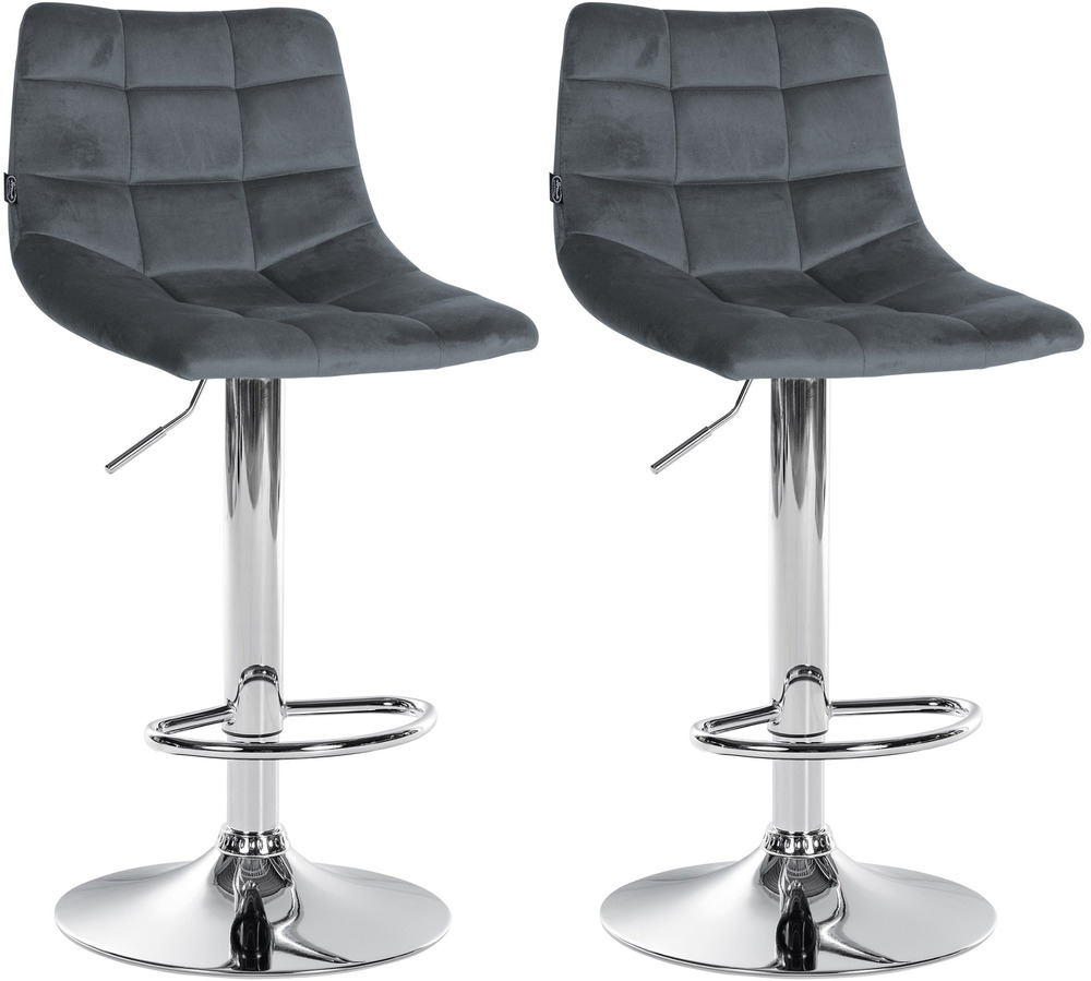 Lot de 2 tabourets de bar jerry velours chrome