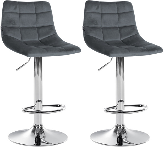 Lot de 2 tabourets de bar jerry velours chrome