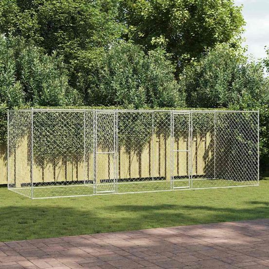 Parc grillagé pour chien 600x200cm en acier galvanisé, qualité robuste