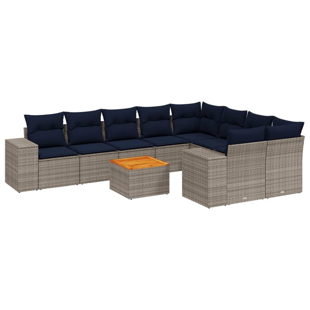 Ensemble de canapé de jardin 10 pcs avec coussins gris