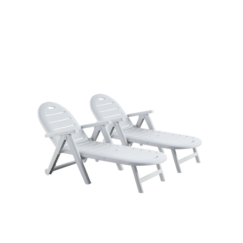 Lot de 2 bains de soleil blanc caiman