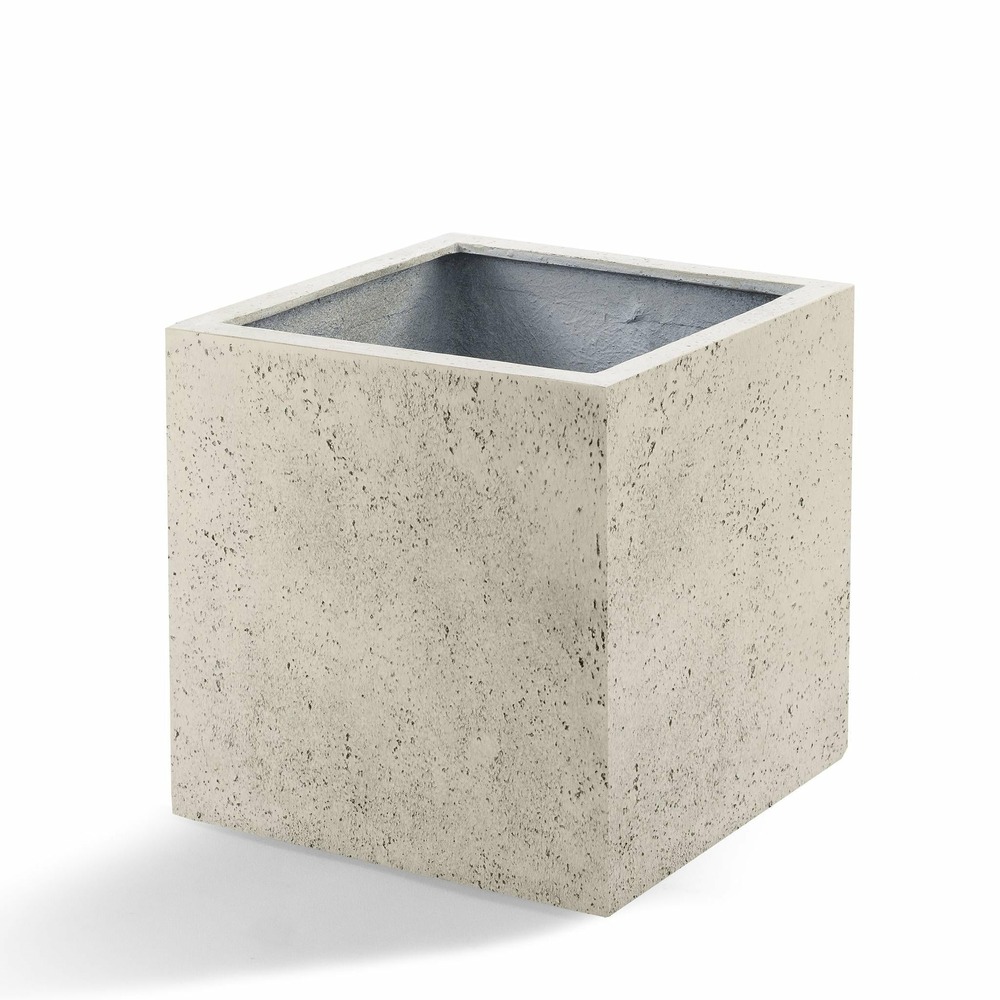 Pot cube antique blanc 40 cm