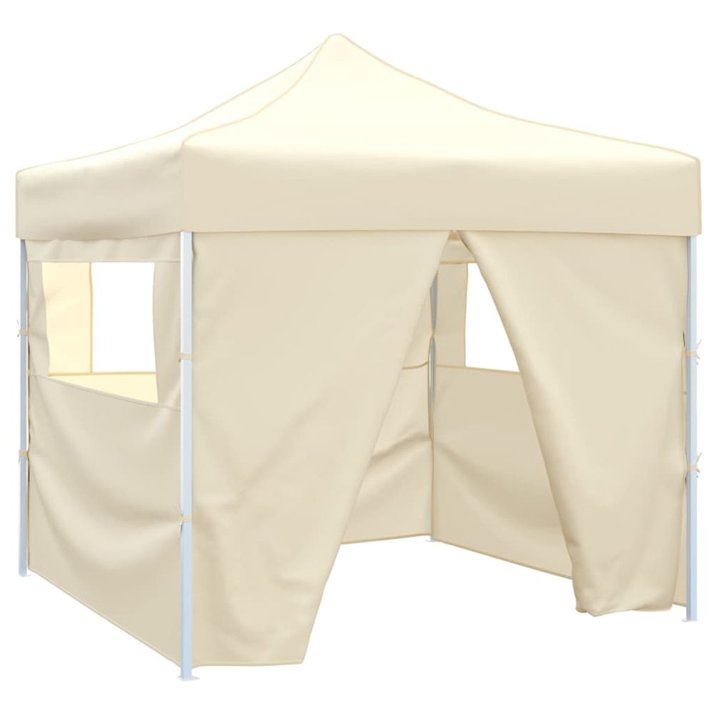 Tente pliable avec 4 parois crème 3 x 3 m