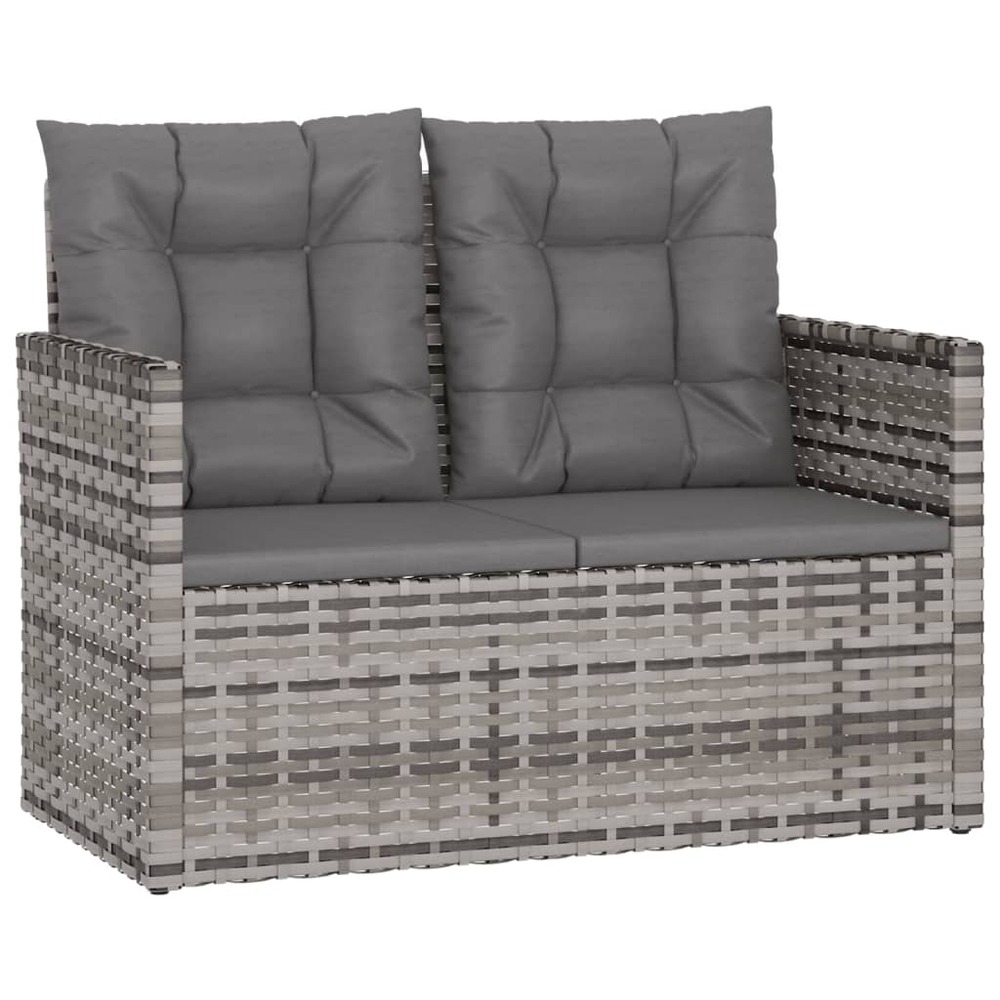 Banc de jardin meuble de patio d'extérieur terrasse avec coussins gris 105 x 56 x 75 cm résine tressée