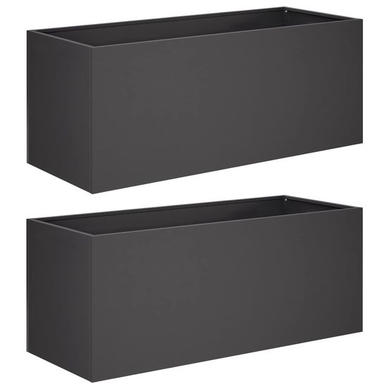 Cache-pot de jardin 2 pc noir 100 x 40 x 40 cm