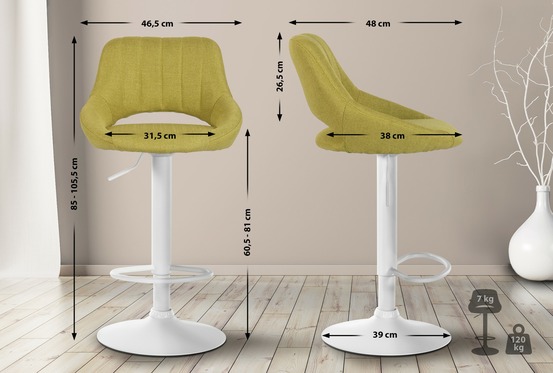 Lot de 2 tabourets de bar milet tissu w