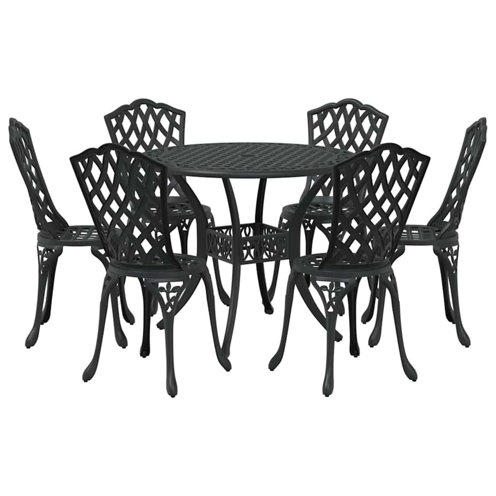 Ensemble de salle à manger pour jardin 7 pcs noir aluminium