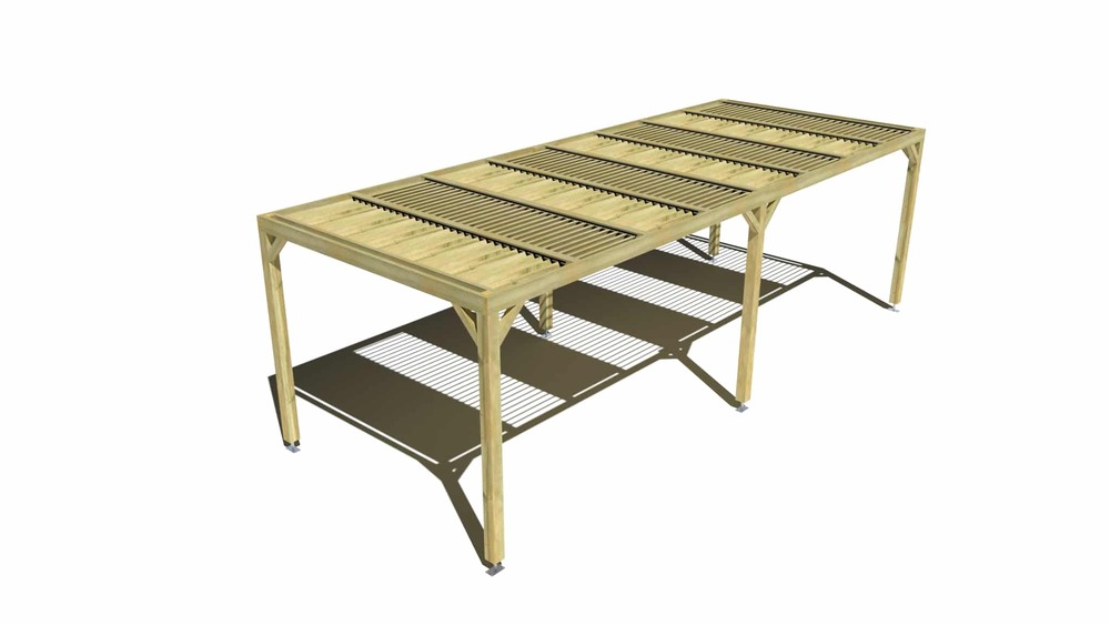 Pergola bois • 8m x 3m • indépendante • sens profondeur • lames orientables bioclimatiques incluses • livraison comprise