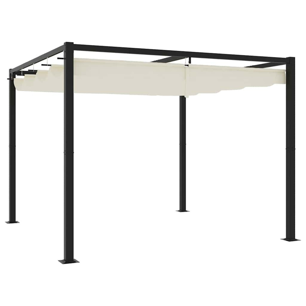 Tonnelle de jardin avec toit rétractable crème 3x3 m acier
