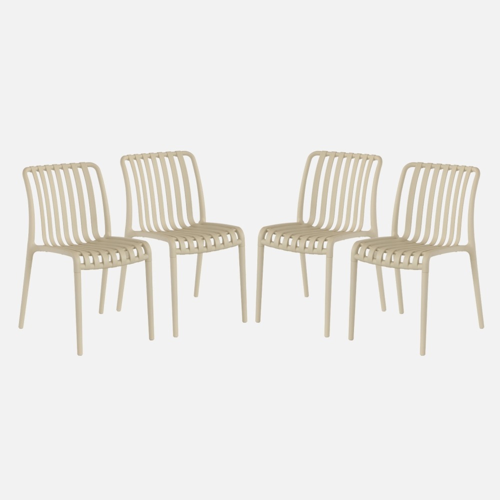 Lot de 4 chaises de jardin en plastique, empilables, déjà montées