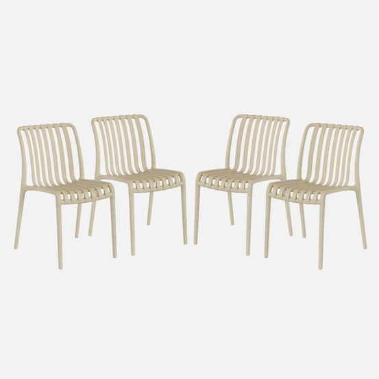 Lot de 4 chaises de jardin en plastique, empilables, déjà montées