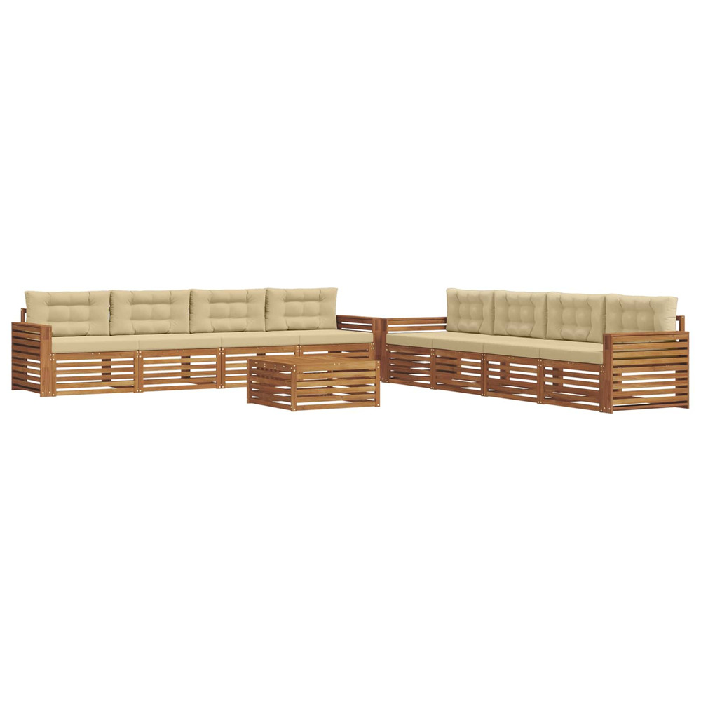 Ensemble de canapés d'extérieur 9 pcs naturel et beige