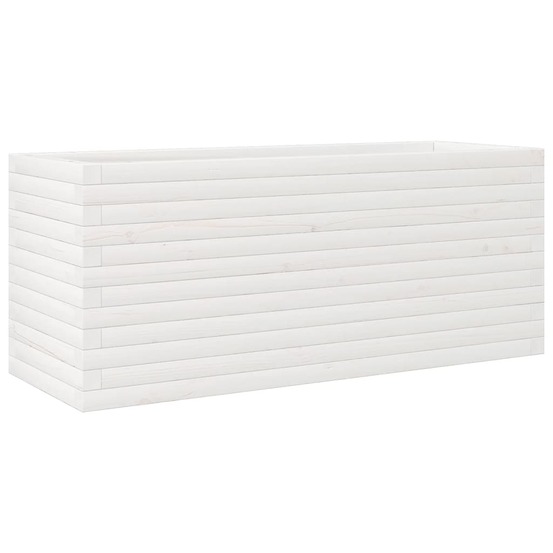 Jardinière blanc 110x40x45,5 cm bois de pin massif