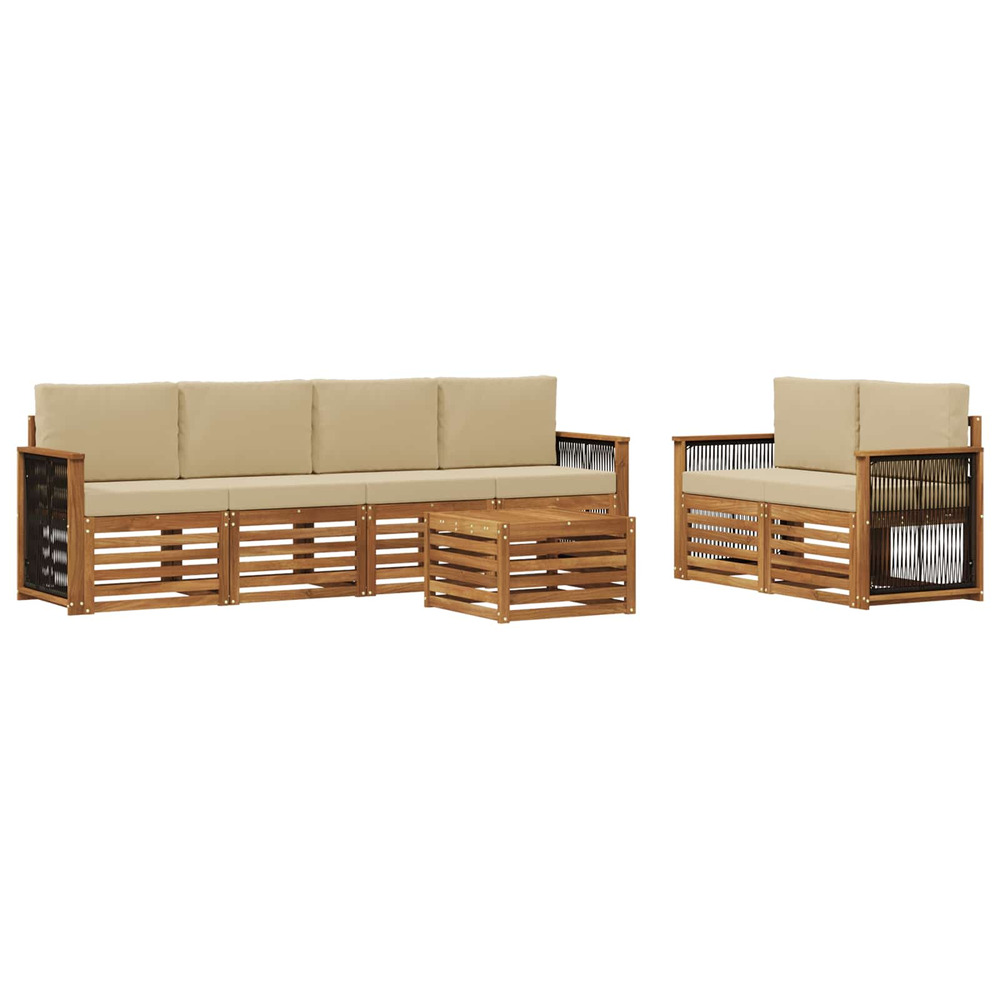 Ensemble de canapés d'extérieur 7 pcs naturel et beige