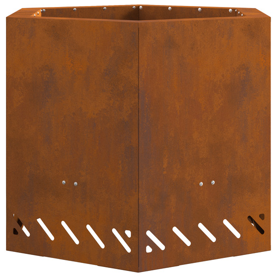 Foyer sans fumée hexagonal 58x58x51 cm en acier résistant aux intempéries