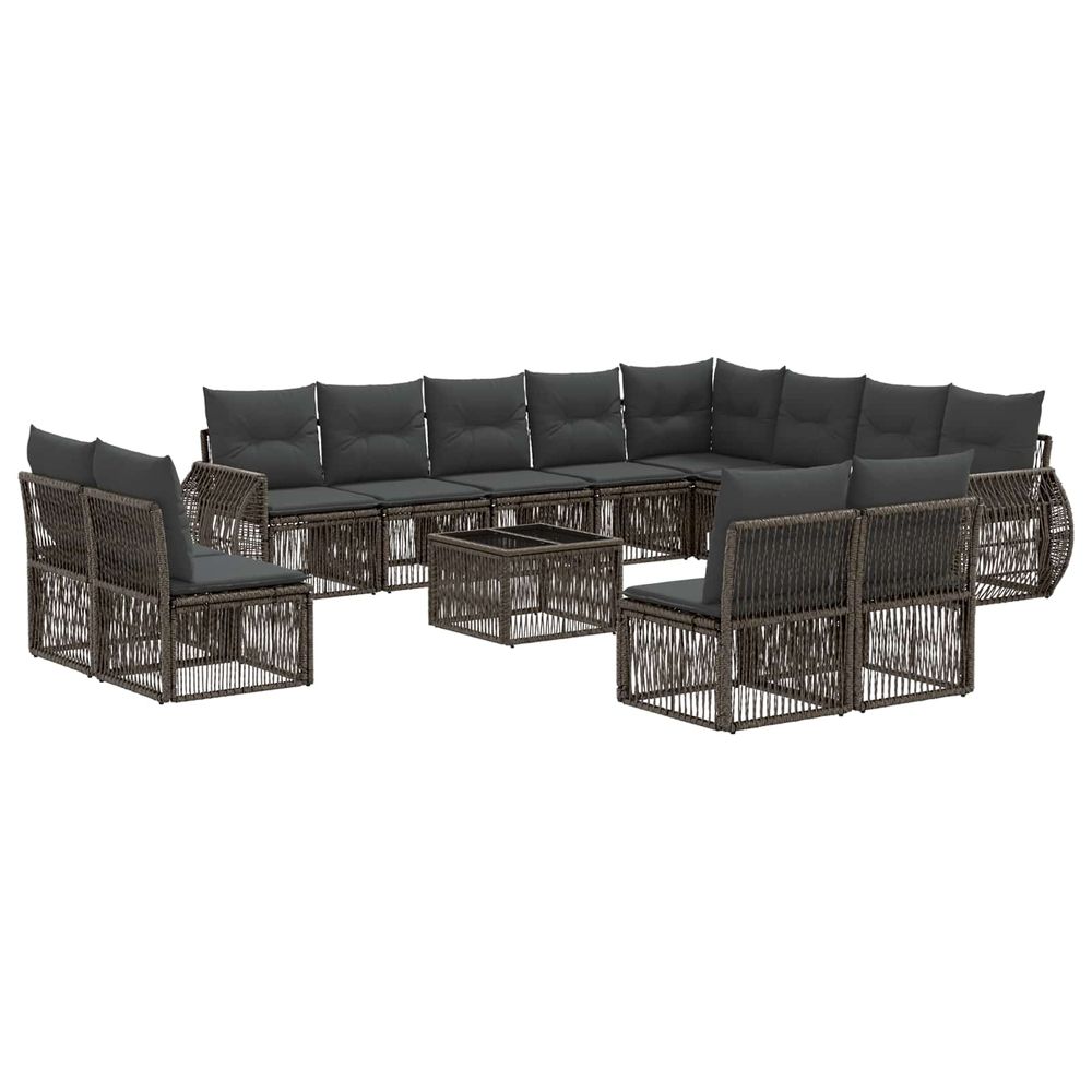 Ensemble de canapé de jardin 13 pc gris et gris foncé polyrotin