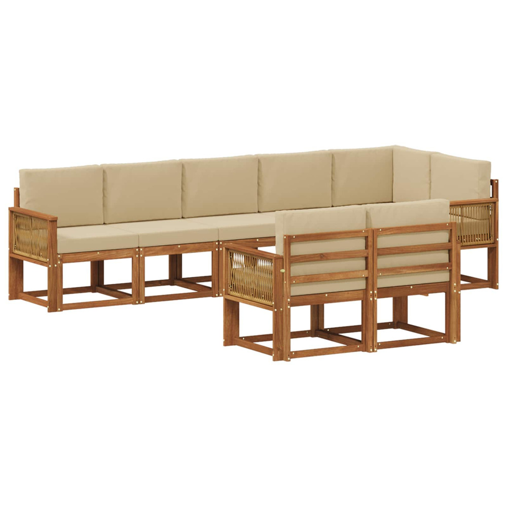 Ensemble de canapés d'extérieur 8 pcs naturel et beige
