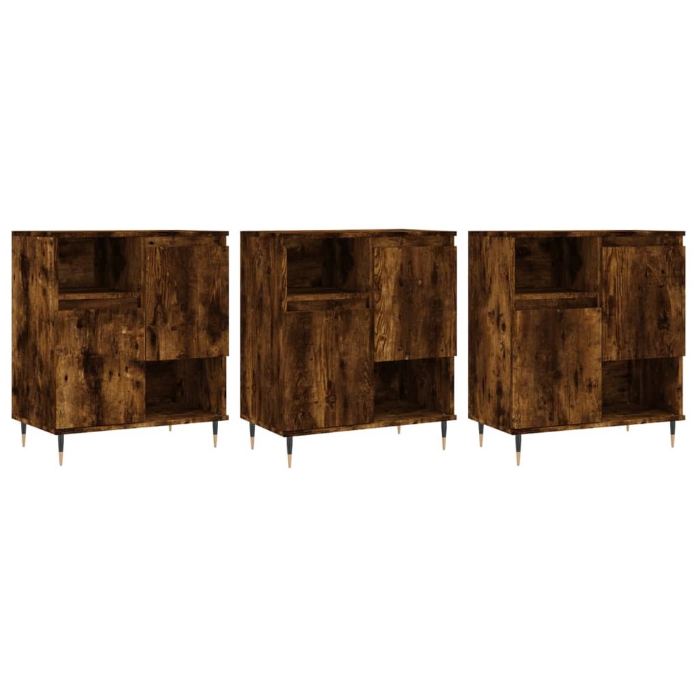 Buffet bahut commode armoire meuble de rangement organisateur cuisine salle de séjour salons 3 pcs bois d'ingénierie marron 0