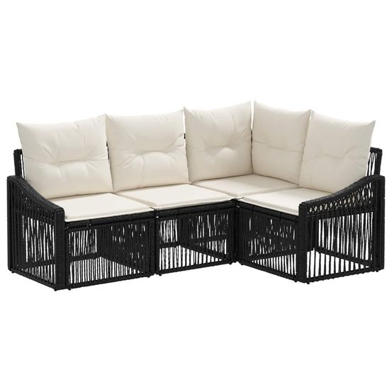 Ensemble de canapé de jardin 4 pc noir polyrotin