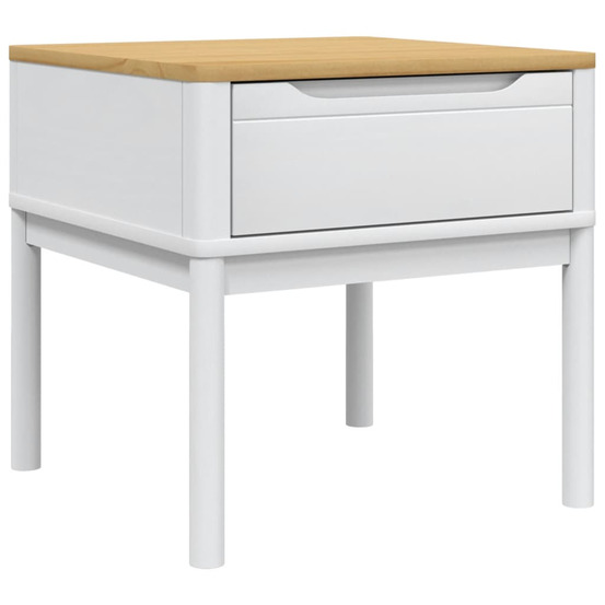Table de chevet floro blanc 55x55x54 cm bois de pin massif