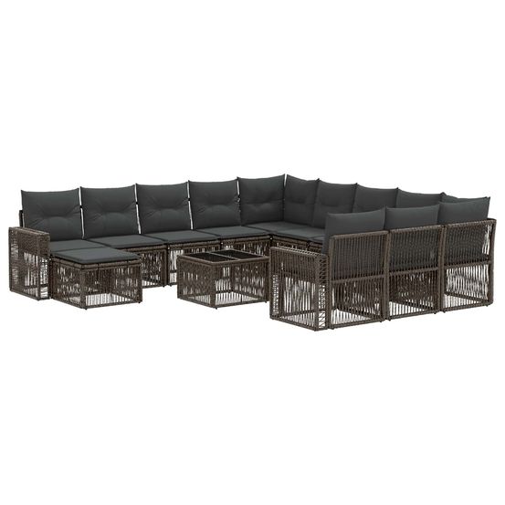 Ensemble de canapé de jardin 13 pc gris et gris foncé polyrotin