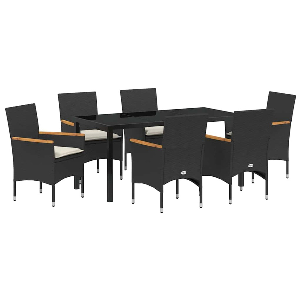 Ensemble de salle à manger pour jardin 7 pcs noir polyrotin