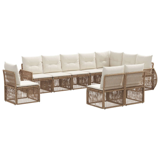 Ensemble de canapé de jardin 10 pcs beige et blanc crème