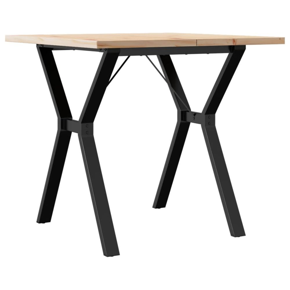 Table à manger cadre en y 80x80x75,5cm bois de pin massif acier