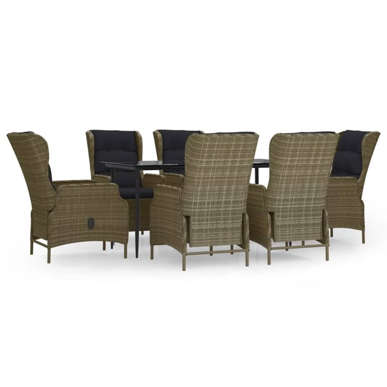 Ensemble à manger de jardin 7 pcs marron résine tressée