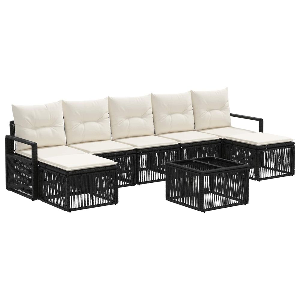 Ensemble de canapé de jardin 8 pc noir polyrotin