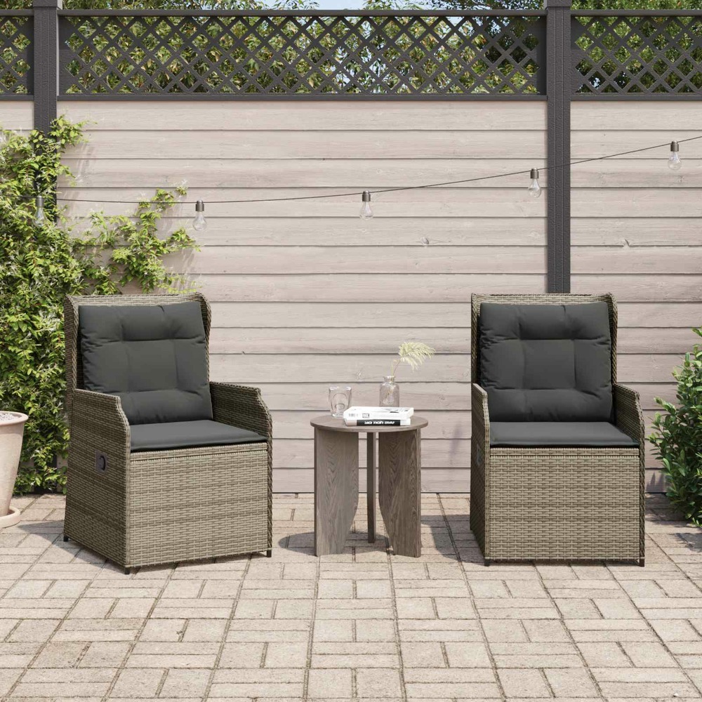 Banc de jardin 2 pcs gris polyrotin