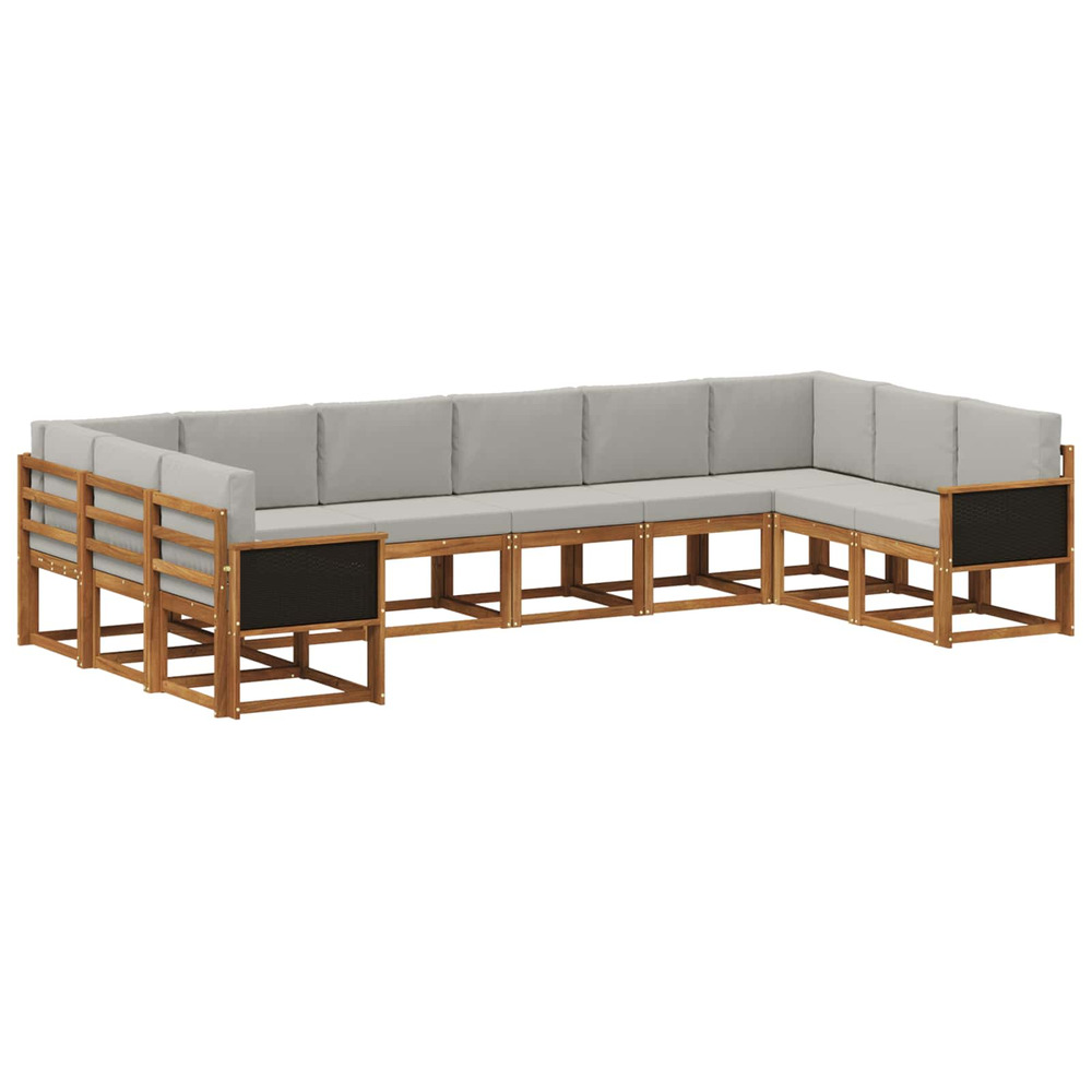 Ensemble de canapés d'extérieur 10 pcs naturel et gris clair