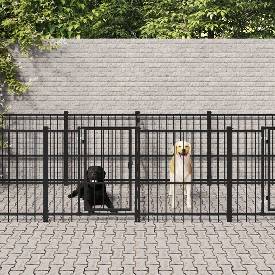 Chenil d'extérieur pour chiens acier 15,02 m²