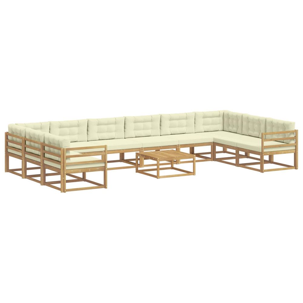 Ensemble de canapés d'extérieur 11 pc blanc et crème